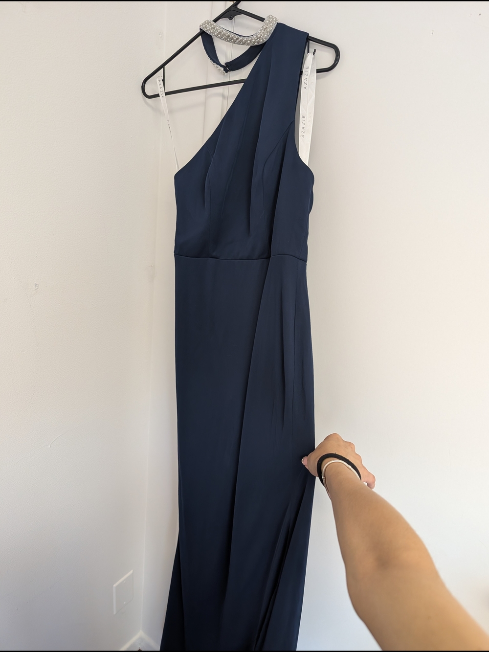 Azazie Navy One-Shoulder Formal Gown